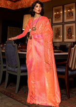 Load image into Gallery viewer, Orange and Rouge Pink Two Tone Kanjivaram Silk Saree