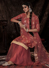 Load image into Gallery viewer, Chestnut Brown Designer Soft Net Sharara Suit with Sequin work