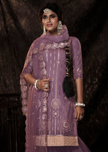 Load image into Gallery viewer, Royal Purple Designer Soft Net Sharara Suit with Sequin work
