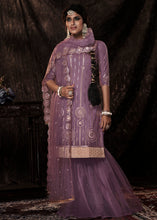 Load image into Gallery viewer, Royal Purple Designer Soft Net Sharara Suit with Sequin work
