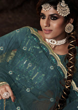 Load image into Gallery viewer, Cyprus Green Designer Soft Net Sharara Suit with Sequin work