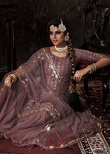 Load image into Gallery viewer, Plum Purple Designer Soft Net Sharara Suit with Sequin work