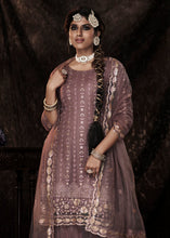 Load image into Gallery viewer, Plum Purple Designer Soft Net Sharara Suit with Sequin work