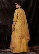 Load image into Gallery viewer, Golden Yellow Designer Soft Net Sharara Suit with Sequin work