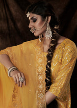 Load image into Gallery viewer, Golden Yellow Designer Soft Net Sharara Suit with Sequin work