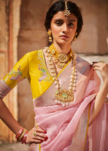 Load image into Gallery viewer, Baby Pink Woven Silk Saree with Embroidered Blouse