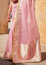 Load image into Gallery viewer, Baby Pink Woven Silk Saree with Embroidered Blouse