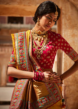Load image into Gallery viewer, Saffron Yellow Woven Silk Saree with Embroidered Blouse