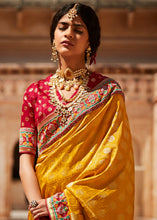 Load image into Gallery viewer, Saffron Yellow Woven Silk Saree with Embroidered Blouse
