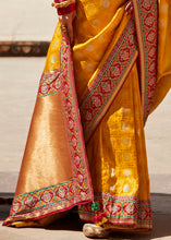 Load image into Gallery viewer, Saffron Yellow Woven Silk Saree with Embroidered Blouse