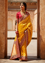 Load image into Gallery viewer, Saffron Yellow Woven Silk Saree with Embroidered Blouse