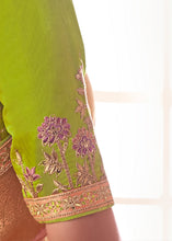 Load image into Gallery viewer, Peach Pink Woven Dola Silk Saree with Contrast Embroidered Border