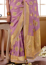 Load image into Gallery viewer, Lilac Purple Woven Dola Silk Saree with Contrast Embroidered Border