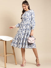 Load image into Gallery viewer, Midi Layered dress with balloon sleeve