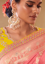 Load image into Gallery viewer, Punch Pink Woven Dola Silk Saree with Contrast Embroidered Border