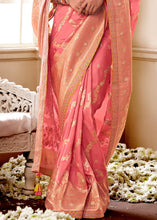 Load image into Gallery viewer, Punch Pink Woven Dola Silk Saree with Contrast Embroidered Border