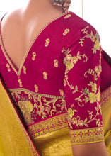 Load image into Gallery viewer, Suphur Spring Green Woven Dola Silk Saree with Contrast Embroidered Border