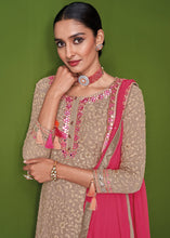 Load image into Gallery viewer, Shades Of Brown Georgette Embroidered Plazzo Suit