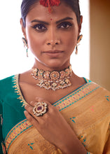 Load image into Gallery viewer, Light Orange Woven Dola Silk Saree with Contrast Embroidered Border