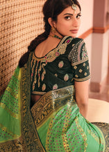 Load image into Gallery viewer, Fern Green Woven Banarasi Silk Saree with Embroidered Blouse