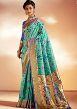 Load image into Gallery viewer, Jungle Green Woven Banarasi Paithani Silk Saree