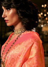 Load image into Gallery viewer, Orange and Rouge Pink Two Tone Kanjivaram Silk Saree