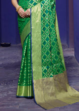 Load image into Gallery viewer, Shamrock Green Woven Patola Silk Saree