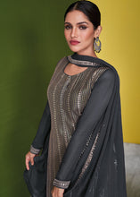 Load image into Gallery viewer, Anchor Grey Georgette Embroidered Plazzo Suit