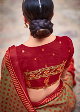 Load image into Gallery viewer, Tea Green Soft Silk Saree with Embroidered Blouse
