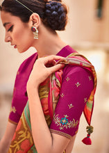 Load image into Gallery viewer, Green &amp; Pink Soft Silk Saree with Embroidered Blouse
