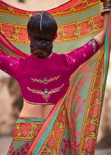Load image into Gallery viewer, Green &amp; Pink Soft Silk Saree with Embroidered Blouse