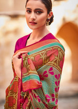Load image into Gallery viewer, Green &amp; Pink Soft Silk Saree with Embroidered Blouse