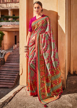 Load image into Gallery viewer, Green &amp; Pink Soft Silk Saree with Embroidered Blouse
