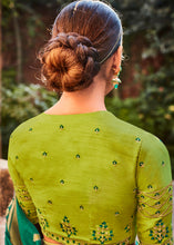 Load image into Gallery viewer, Jade Green Soft Silk Saree with Embroidered Blouse