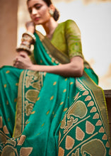 Load image into Gallery viewer, Jade Green Soft Silk Saree with Embroidered Blouse