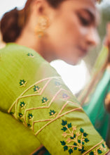 Load image into Gallery viewer, Jade Green Soft Silk Saree with Embroidered Blouse