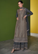 Load image into Gallery viewer, Anchor Grey Georgette Embroidered Plazzo Suit