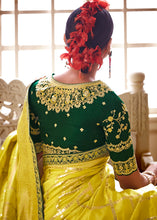 Load image into Gallery viewer, Butter Yellow Woven Dola Silk Saree with Contrast Embroidered Border