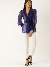 Load image into Gallery viewer, Notch collar overlap top with tie