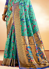 Load image into Gallery viewer, Jungle Green Woven Banarasi Paithani Silk Saree