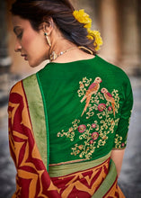 Cargar imagen en el visor de la galería, Maroon Red Soft Silk Saree with Embroidered Blouse