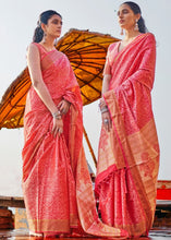 Cargar imagen en el visor de la galería, Crimson Red and Golden Blend Banarasi Woven Satin Silk Saree