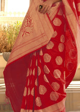 Carica l'immagine nel visualizzatore Galleria,Crimson Red Woven Soft Kanjivaram Silk Saree with overall Butti work