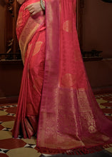 Laden Sie das Bild in den Galerie-Viewer, Raspberry Red Designer Satin Silk Saree