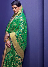 Load image into Gallery viewer, Shamrock Green Woven Patola Silk Saree