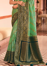 Load image into Gallery viewer, Fern Green Woven Banarasi Silk Saree with Embroidered Blouse