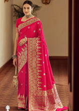 Cargar imagen en el visor de la galería, Strawberry Pink Zari Butta Woven Banasari Silk Saree