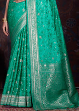 Load image into Gallery viewer, Jungle Green Zari Woven Satin Silk Saree