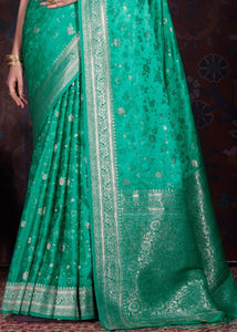 Jungle Green Zari Woven Satin Silk Saree