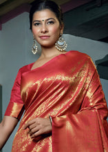 Load image into Gallery viewer, Orange Red Woven Kanjivaram Silk Saree